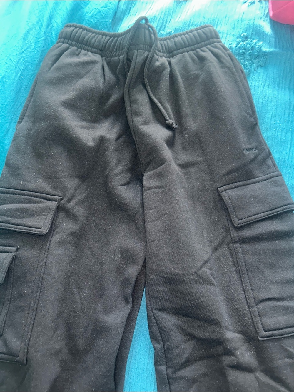 Garage Black Cargo Sweatpants with Drawstring Waist